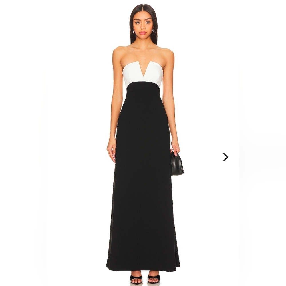 NWT | Lovers + Friends Anais Strapless Gown In Black And White | Small | Formal